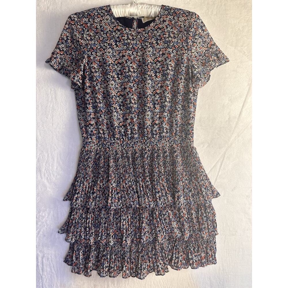 MICHAEL KORS SIZE SMALL TIERED RUFFLE FLORAL ROMANTIC FLIRTY COTTAGECORE DRESS